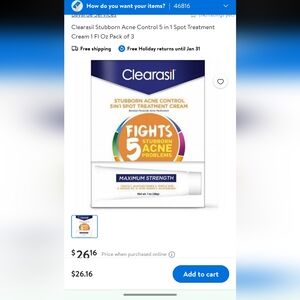 Brand New Clearasil Maximum Strength Acne Control Cream